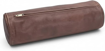Leather Cylindrical Cushion Cover – 100% Lambskin Round Bolster Pillow Cover | Handmade Ergonomic Roll for Head, Neck & Back | Decorative Home & Sofa Accessory (18" x 7")