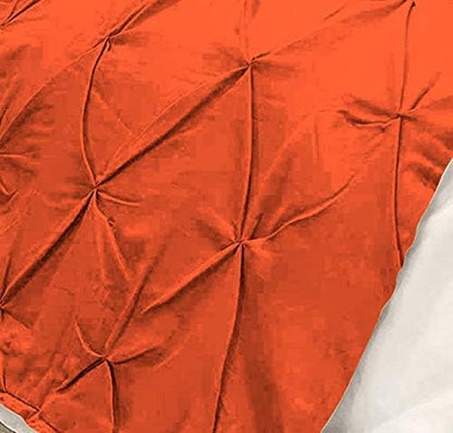 Bed Runner Set - 100% Pure Cotton 800 Thread Count - Luxury 1 Pinch Pleated Bed Runner and 2 Pillow Cover - 3 Piece Pinch Pleated Bed Runner Set California King, Orange