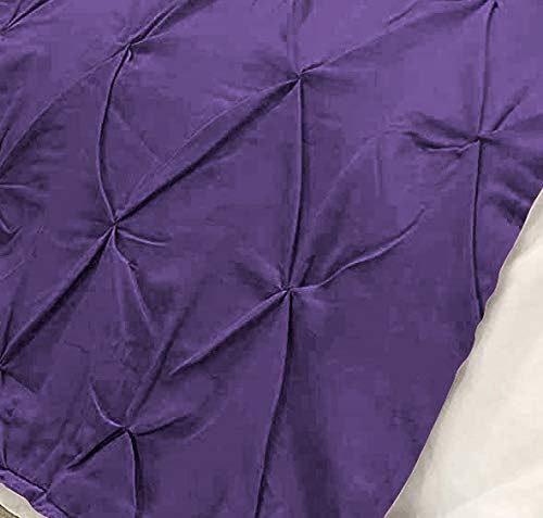 Bed Runner Set - 100% Pure Cotton 800 Thread Count - Luxury 1 Pinch Pleated Bed Runner and 2 Pillow Cover - 3 Piece Pinch Pleated Bed Runner Set Twin, Purple
