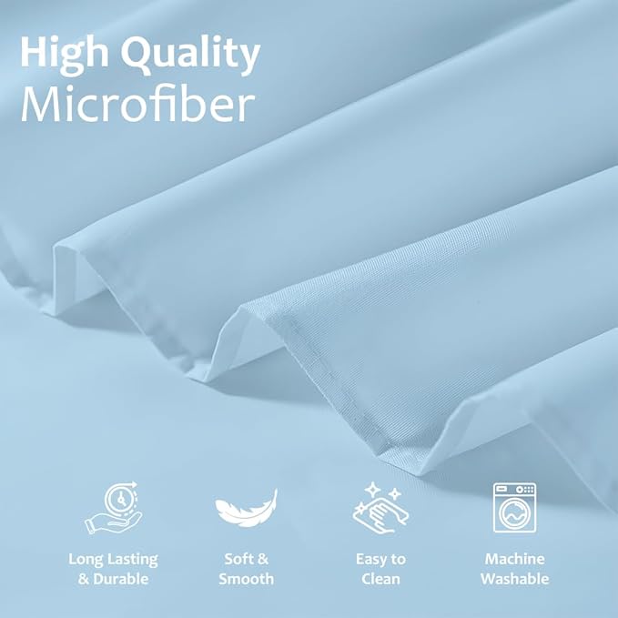 Shreem Linen Ruffled Bed Skirt with Split Corners, Gathered Style, 100% Microfiber, 8-Inch Drop, Dust Ruffle Bedskirt with Platform, RV King, Light Blue