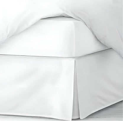 Pleated Bed Skirt King Size, 14" Drop with Platform Design for Secure Fit, Split Corners, Wrinkle-Resistant Microfiber for Modern Stylish Look, Tailored Bedding for Hotel Luxury - White