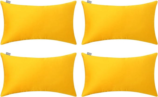4-Pack 100% Cotton Lumbar Comfortable Solid Decorative Throw Pillow Case,Thmyo Rectangle Cushion Cover Pillowcase Sublimation Blank Pillow Covers DIY Throw Pillowcase(12x20inch/30x50cm, Yellow)