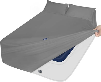 Moonsea Extra Deep Pocket Full Sheet Set for Air Mattress - Deep Pocket Sheets Full Bed Sheets Set - Sheets with Pockets on Side - Easily Fits Extra Deep 16 in to 24 in Pillow Top Air Mattress (Grey)