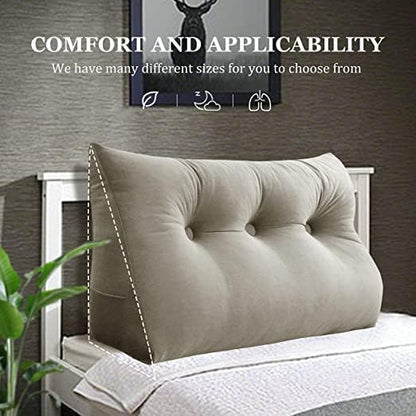 Wedge Headboard Pillow Dorm Room Reading Pillow Back Support for Sitting Up in Bed Bolster Lumbar Cushion Body Positioning Bedrest Velvet 39in Light Tan Twin