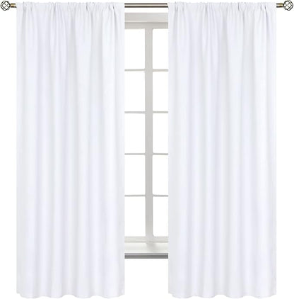 BGment Pure White Curtains 63 Inches Long for Living Room - Thermal Insulated Window Treatment Drapes with Rod Pocket Privacy for Bedroom, 2 Panels, 52 x 63 Inch