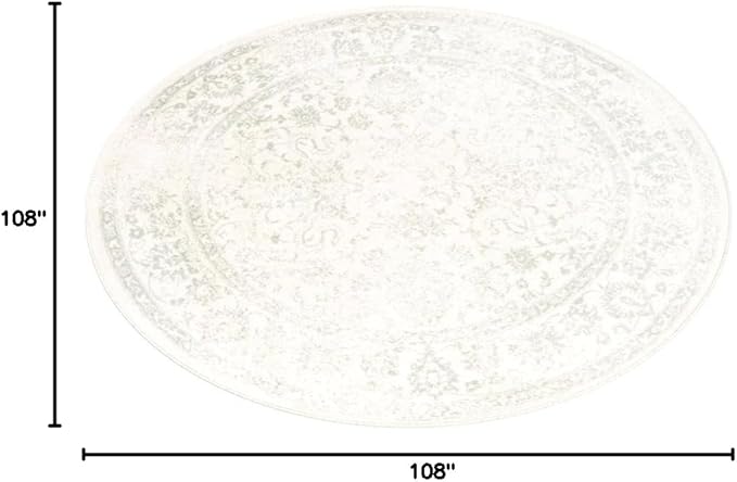 SAFAVIEH Adirondack Collection Area Rug - 9' Round, Ivory & Sage, Distressed Vintage Floral Design, Non-Shedding & Easy to Clean, Ideal for Living Room, Bedroom, Dining Space (ADR109V)
