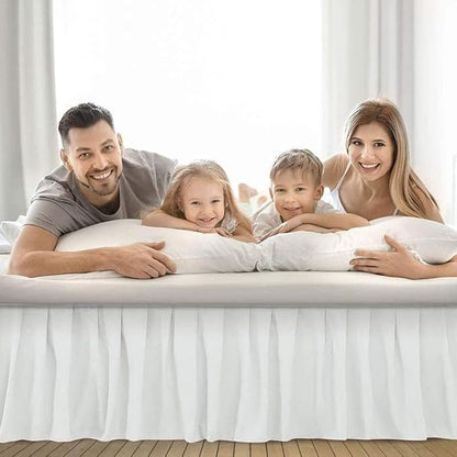 Ruffle Bed Skirt with Split Corners, Microfiber Dust Ruffled for a Perfectly Tailored Bedding Ensemble, Wrinkle and Fade Free, Easy Fit, Queen Size 15 Inch Drop, White