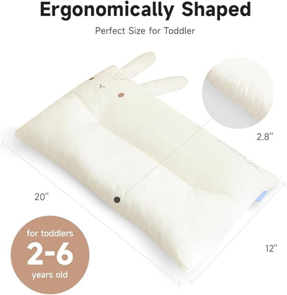 Choc chick Toddler Pillow,20X12inches Machine Washable 100% Cotton Pillowcase Soft Hypoallergenic Kids Pillows,Child Cute Animal Perfect Toddler Pillows for Sleeping 2 Years Old (Rabbit)