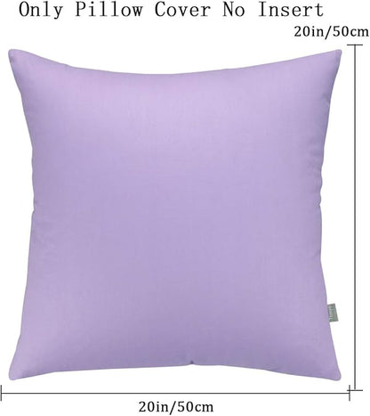 4-Pack 100% Cotton Comfortable Solid Decorative Throw Pillow Case,Thmyo Square Cushion Cover Pillowcase Sublimation Blank Pillow Covers DIY Throw Pillowcase for Sofa(20x20 inch/ 50x50cm,Light Purple)