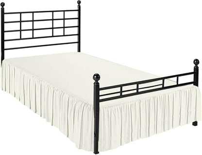 Ruffle Bed Skirt with Split Corners, Microfiber Dust Ruffled for a Perfectly Tailored Bedding Ensemble, Wrinkle and Fade Free, Easy Fit, Twin Size 18 Inch Drop, Ivory