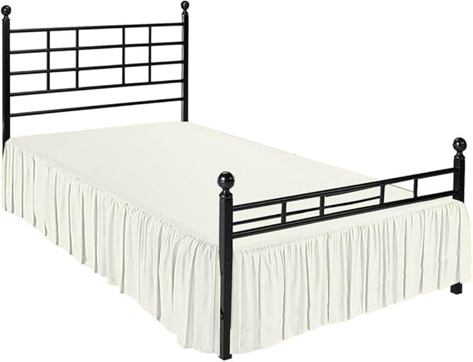 Ruffle Bed Skirt with Split Corners, Microfiber Dust Ruffled for a Perfectly Tailored Bedding Ensemble, Wrinkle and Fade Free, Easy Fit, King Size 12 Inch Drop, Ivory