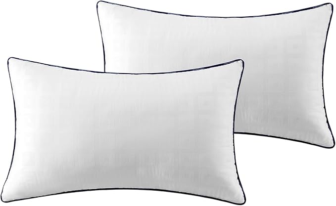 Phantoscope 12x20 Pillow Inserts, Decorative Throw Pillow Inserts with 100% Cotton Jacquard Cover, Virgin Fiber Pillow Sham Stuffer, Lumbar Square Couch Cushion Pillows, Pack of 2, 12x20 Inch