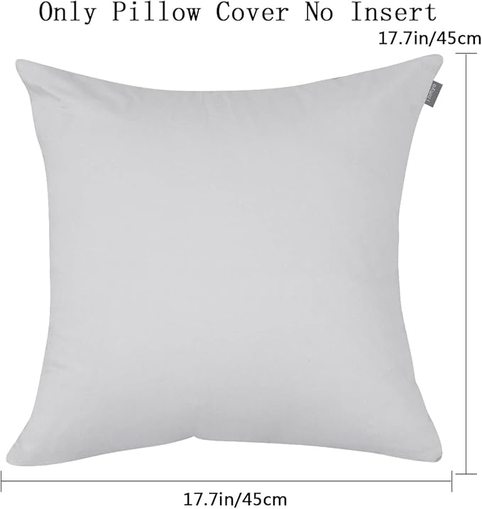 Thmyo 4-Pack 100% Cotton Comfortable Solid Decorative Throw Pillow Case, Square Cushion Cover Pillowcase Sublimation Blank Pillow Covers DIY Throw Pillowcase(18x18 inch/ 45x45cm,Light Silver Grey)