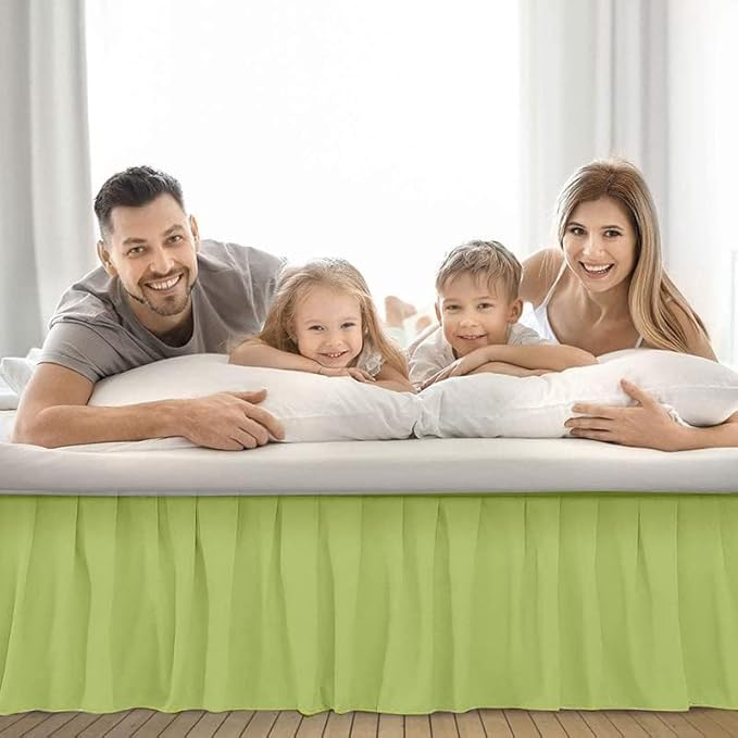 Ruffle Bed Skirt with Split Corners, Microfiber Dust Ruffled for a Perfectly Tailored Bedding Ensemble, Wrinkle and Fade Free, Easy Fit, King Size 12 Inch Drop, Sage