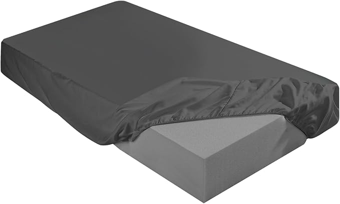 Breling Fitted Sheet (Sheet Only) Compatible with Milliard Trifold Mattress Folding Mattress Fitted Microfiber Bedsheet for Camp Bunk Rvs Bed (Twin,6'',Dark Gray)