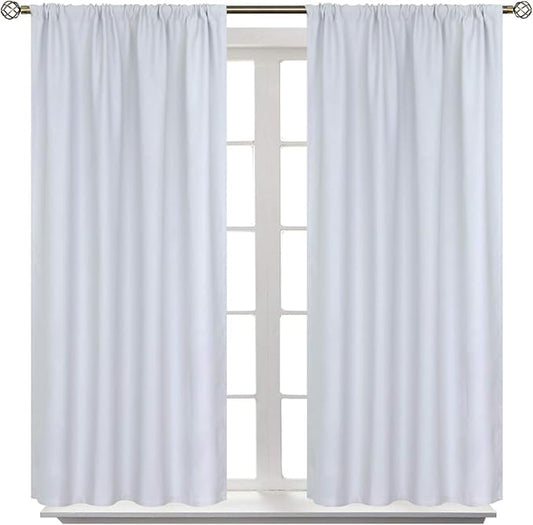 BGment Rod Pocket Room Darkening Curtains 54 Inches Length - Thermal Insulated Bedroom Curtain for Short Window, 42 x 54 Inch, 2 Panels, Greyish White