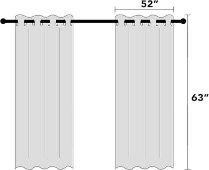 PrinceDeco Blackout Curtains 63 Inch Length Linen Textured 100% Thermal Insulated Curtains with White Liner for Bedroom Sun Blocking Linen Curtains for Living Room, W52 x L63, Set of 2, Blue Sapphire