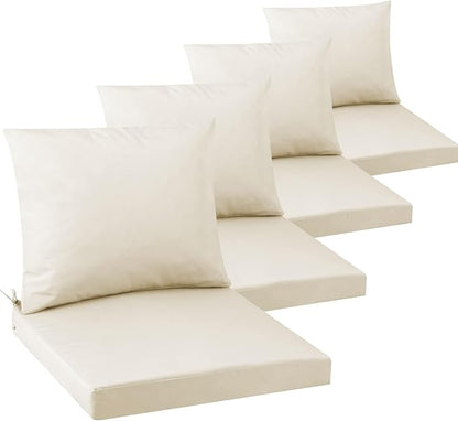 Outdoor Seat Cushion Set 19 x 19 In, Water-Resistant & Fade-Resistan, Patio Furniture Cushions with Removable Cover Deep Seat & Back Cushion with Handle and Adjustable Straps for Chair Sofa,4PC