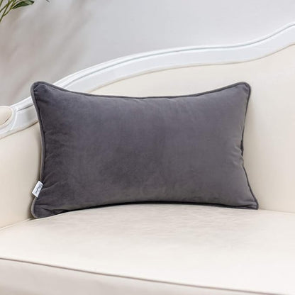 Yangest Grey Striped Throw Pillow Cover Multicolor Velvet Cushion Cover Zippered Rectangular Pillowcase for Sofa Couch Bedroom Living Room Home Decoration, 12x20 Inch