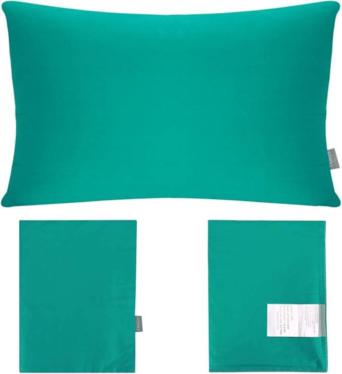 Thmyo 4-Pack 100% Cotton Lumbar Comfortable Solid Decorative Throw Pillow Case, Rectangle Cushion Cover Pillowcase Sublimation Blank Pillow Covers DIY Throw Pillowcase(12x20inch/30x50cm, Lake Blue)