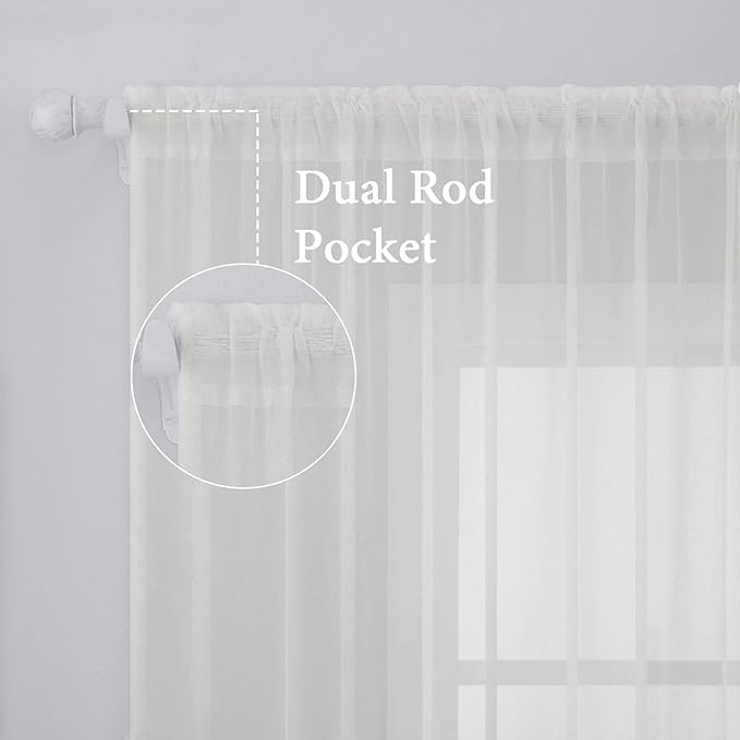 MIULEE Ivory Window Sheer Curtains for Bedroom Living Room Solid Elegant Net Drapes 2 Panels Width 38 x Length 72 Inches