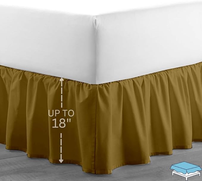 Ruffle Bed Skirt with Split Corners, Microfiber Dust Ruffled for a Perfectly Tailored Bedding Ensemble, Wrinkle and Fade Free, Easy Fit, Twin Size 18 Inch Drop, Taupe