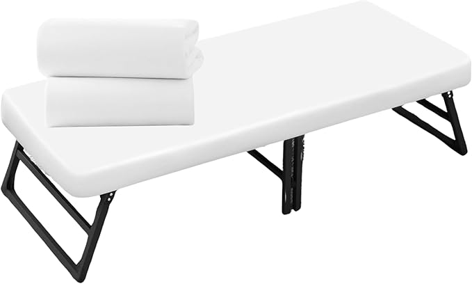 Lukeville's Cot Sheet 25" x 75", Daycare for Cot Size Mattress Sheets Pack of 2 Fitted Narrow Twin/Camp Bunk/Rvs Bunk/Trifold Mattress, Soft and PolyBlend Microfiber Cover for Toddler,White
