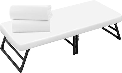 Lukeville's Cot Sheet 31" x 75", Daycare for Cot Size Mattress Sheets Pack of 2 Fitted Narrow Twin/Camp Bunk/Rvs Bunk/Trifold Mattress, Soft and PolyBlend Microfiber Cover for Toddler,White