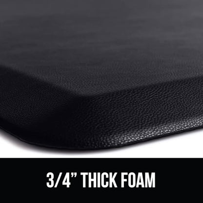 GORILLA GRIP Comfortable Cushioned Kitchen Mats for Floor, 70x24, Waterproof and Stain Resistant Soft Top, 3/4 Inch Thick Ergonomic Standing Desk Anti Fatigue Mat, Foam Supports Ankles and Feet, Black