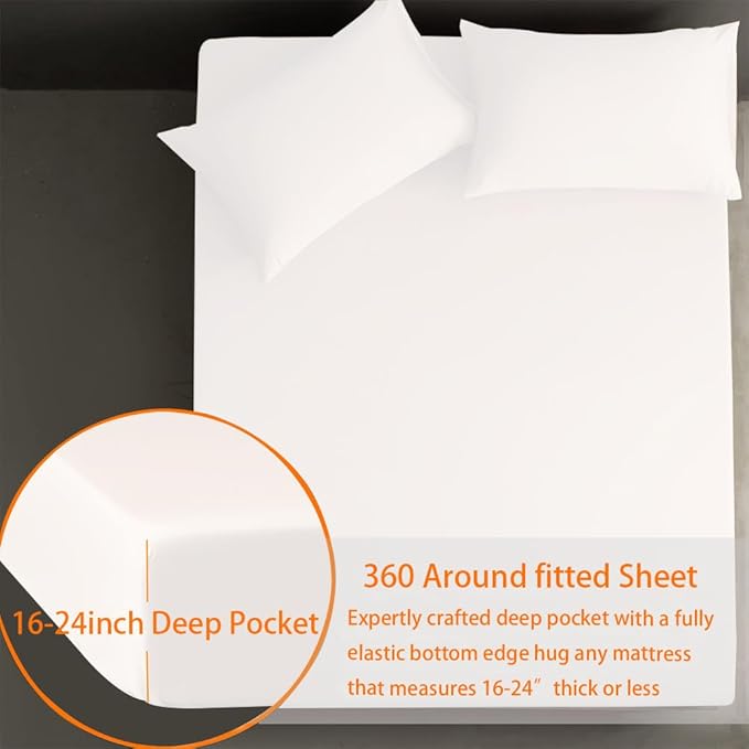 Queen Sheet Sets Air Mattress Sheets - 3 Pieces Queen Sheets Sets 16 to 24 inch - Inflate Without Disassembly Convenient & Firm Easy to use Air Mattress (White, Queen)