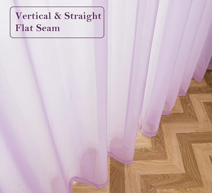 PI Sheer Curtains with Grommet,Hazy Voile Textured,Elegant Window Drapery for Wedding/Party 2 Panels (W52 X L72, Violet Purple)