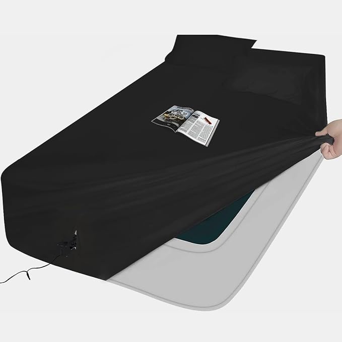 King Sheet Sets Air Mattress Sheets - 3 Pieces Queen Sheets Sets 16 to 24 inch - Inflate Without Disassembly Convenient & Firm Easy to use Air Mattress (Black, King)