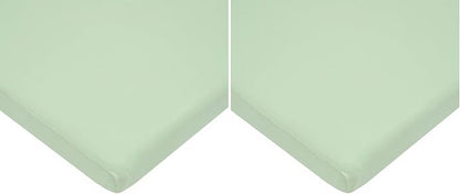 American Baby Company 15" x 33" Fitted Bassinet Sheet, 100% Natural Cotton Jersey Knit, Green, Soft Breathable, for Boys and Girls (Pack of 2)
