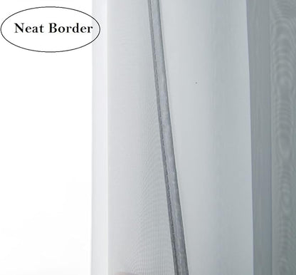 PI Grey Sheer Curtains 45 inches Long with Grommet,Extra Short Sheer Window Curtain for Study/Kitchen 2 Panels (W52 X L45, Blue Grey)