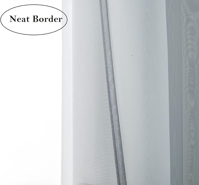 PI Grey Sheer Curtains 84 Inches Long with Grommet,Translucent Voile Textured,Casual Window Treatment for Villa/Office 2 Panels (W52 X L84, Blue Grey)