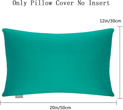Thmyo 4-Pack 100% Cotton Lumbar Comfortable Solid Decorative Throw Pillow Case, Rectangle Cushion Cover Pillowcase Sublimation Blank Pillow Covers DIY Throw Pillowcase(12x20inch/30x50cm, Lake Blue)