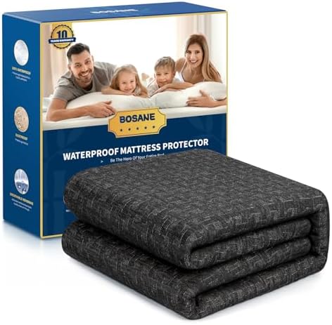 Premium 100% Waterproof King Mattress Protector, Breathable Cooling 3D Air Fabric Mattress Cover, Soft Hypoallergenic Noiseless Bed Cover Machine Washable Vinyl Free, 8-21'' Deep Pocket (Black)