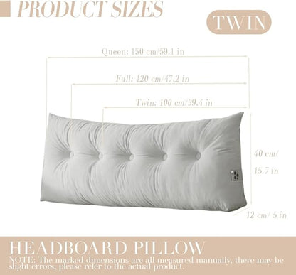 Dorm Headboard Pillows Twin XL Wedge Headboard Pillow Long Backrest Positioning Support for Daybed Reading Backrest Pillow with Side Pockets College Dorm Headboard