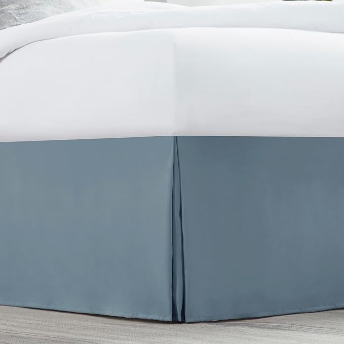 Nestl Stone Blue Bed Skirt Cal King Size - Cal King Bed Skirt 14 Inch Drop - Brushed Microfiber Bed Skirts - Hotel Quality Pleated Bed Skirt - Shrinkage & Fade Resistant