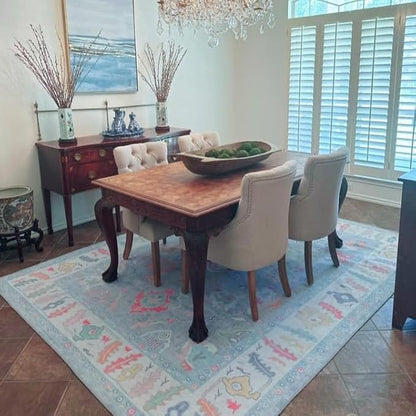Fame Rugs Blue Modern Oushak Rug 5x7, Washable Vintage Turkish Colorful Oriental Antique Inspired Area Rugs, Luxury Living Room Bedroom (381LB, 5' x 7')