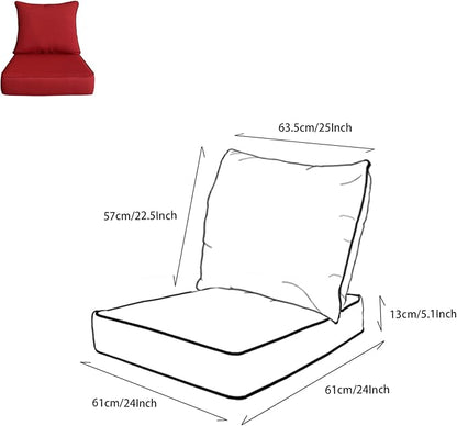 Goodgoods 24x24 inch Outdoor/Indoor Deep Seat Patio Cushion Set of 1 Resilient Foam Filling Water Repellent Stain-Resistant UV Resistant Weather Resistant Deep Seat Bottom Chili