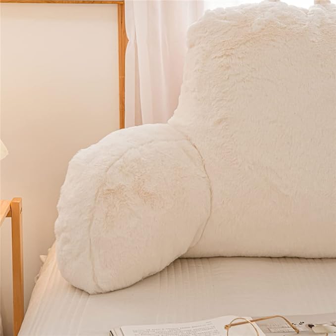 Btargot Extra Large Reading Pillow Bed Wedge Large Adult Backrest Lounge Cushion with Arms | Back Support for Sitting Up in Bed White