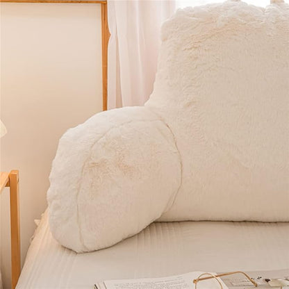 Btargot Extra Large Reading Pillow Bed Wedge Large Adult Backrest Lounge Cushion with Arms | Back Support for Sitting Up in Bed White