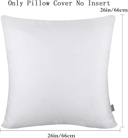 Thmyo 4-Pack 100% Cotton Comfortable Solid Decorative Throw Pillow Case Square Cushion Cover Pillowcase Sublimation Blank Pillow Covers Christmas DIY Throw Pillowcase for Sofa(26x26inch/66x66cm,White)