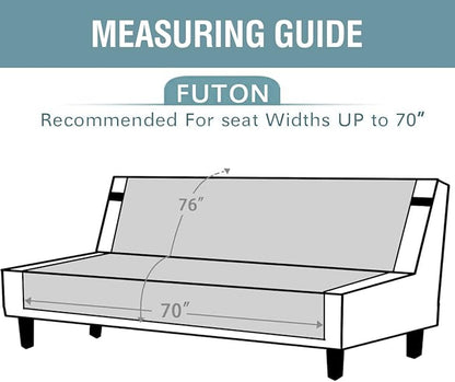 H.VERSAILTEX Reversible Futon Cover Water Repellent Armless Sofa Slipcover Washable Furniture Protector with Adjustable Elastic Strap Anti-Slip Futon Bed Cover for Dogs 70" Width Seat(Grey/Beige)