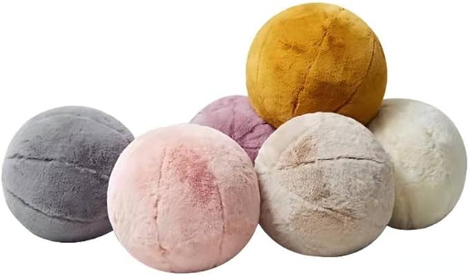MOJUN Round Plush Ball Throw Pillow, 11" Grey Ball Pillow Decorative Throw Pillow Floor Pillow Cushion, Sphere Pillow for Chair Couch Sofa Bedroom Gift