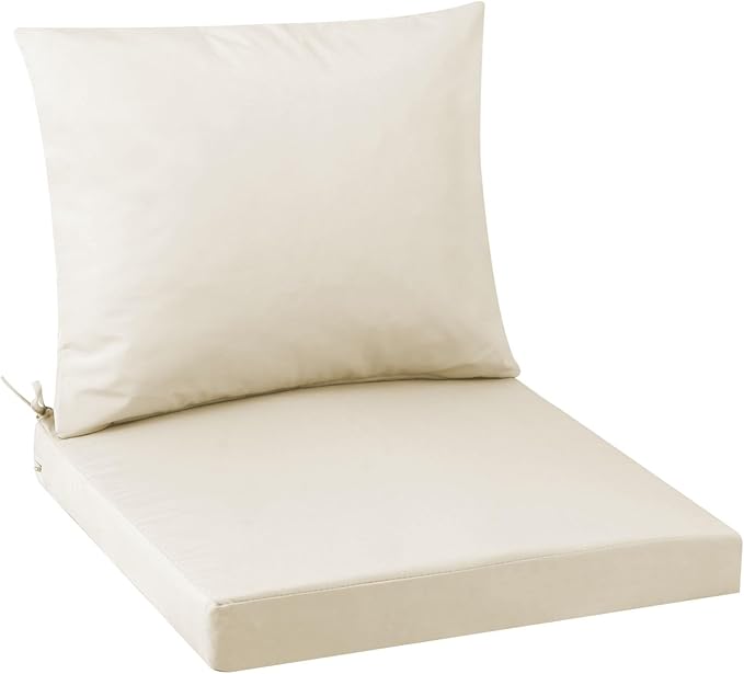 Outdoor Seat Cushion Set 24 x 24 In, Water-Resistant & Fade-Resistan, Patio Furniture Cushions with Removable Cover Deep Seat & Back Cushion with Handle and Adjustable Straps for Chair Sofa,1PC