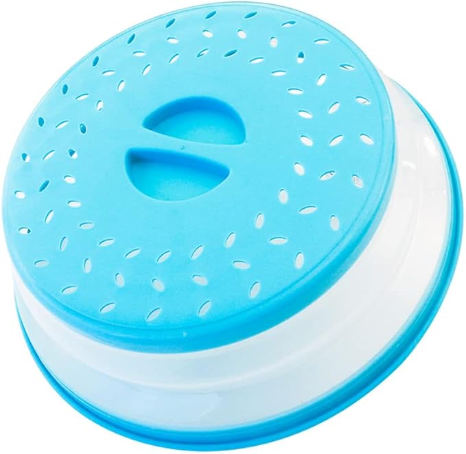 Collapsible Microwave Splatter Cover, 10.5 Inch, Dishwasher-safe, Microwave Plate Cover With Steam Vent，BPA-Free Silicone & Plastic (blue)