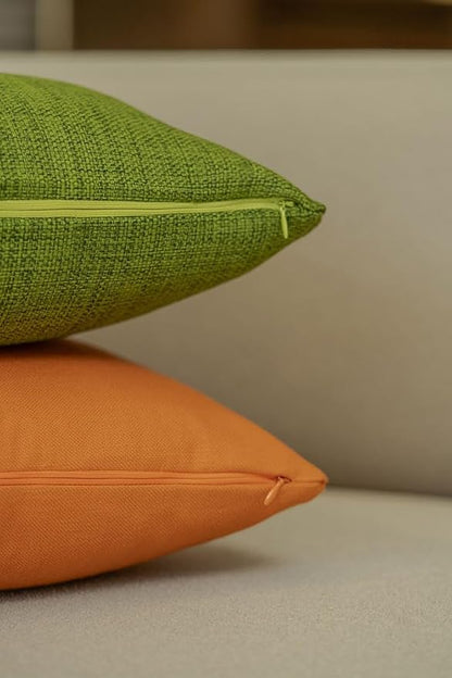 Haven & Glow Decorative Throw Pillow Cover – Square Cushion Case with Zipper | Modern Sofa, Couch & Bed Accent Pillow Covers for Living Room, Bedroom & Home Decor | 18 x 18 inches – Green – Pack of 2