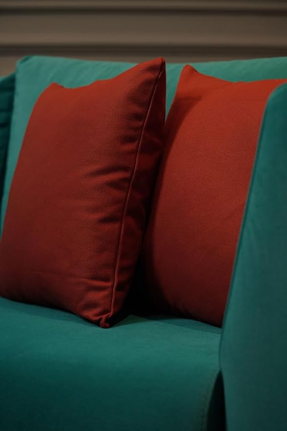 Haven & Glow Decorative Throw Pillow Cover – Square Cushion Case with Zipper | Modern Sofa, Couch & Bed Accent Pillow Covers for Living Room, Bedroom & Home Decor | 18 x 18 Inch – Red – Pack of 2